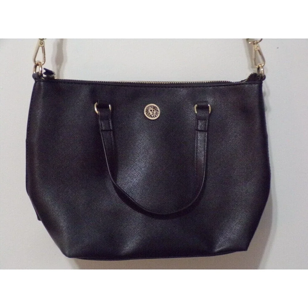 Anne Klein Black Shoulder Bag‎ Adj Strap Cold Accents